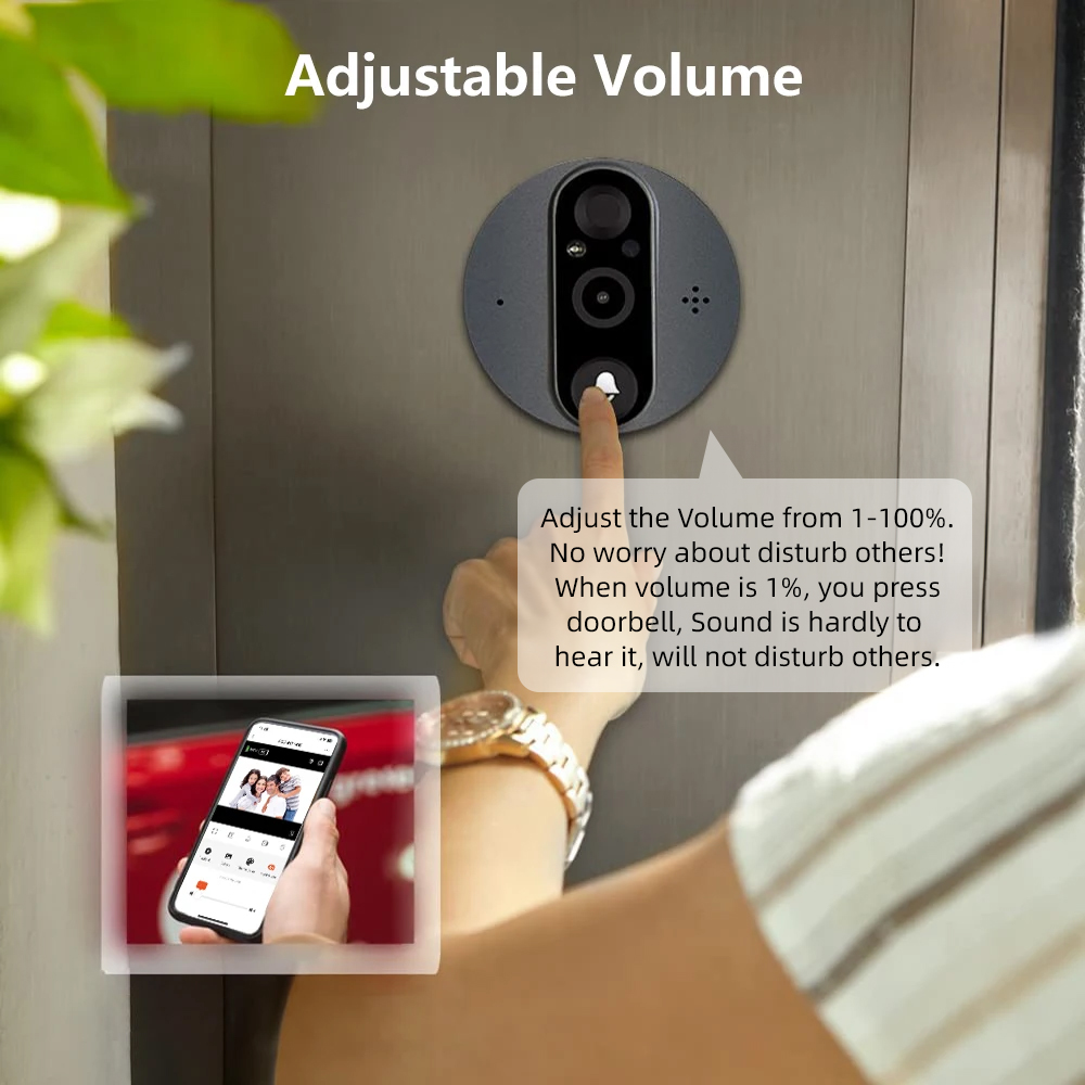 3MP WiFi Smart Tuya Peephole 5 - Home Security Doorbell Camera 评论和价格