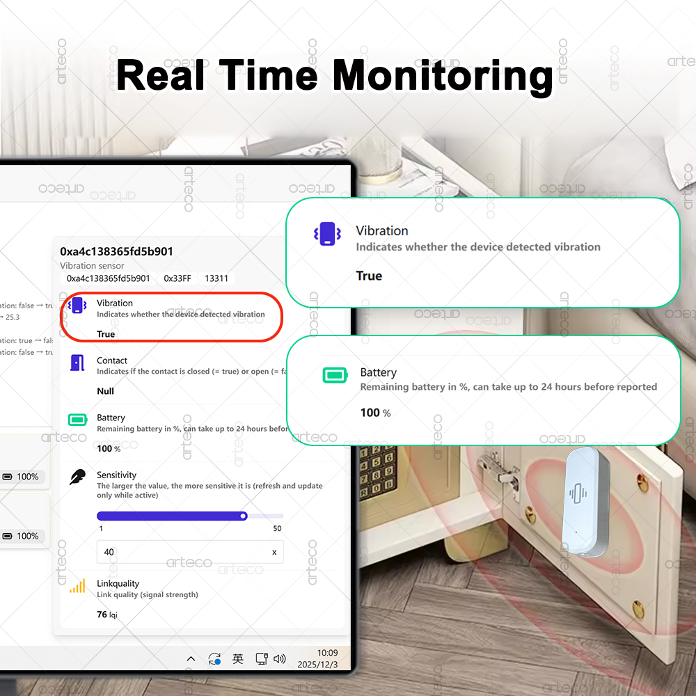 ZigBee Smart Vibration Sensor  - Home Security Tools 评论和价格