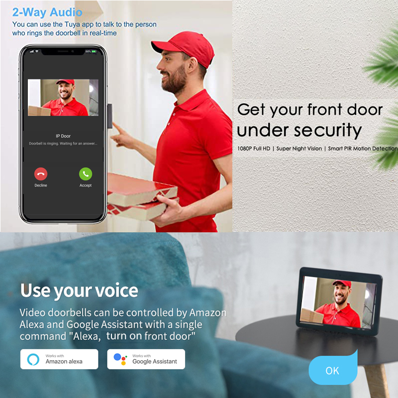 Tuya Smart 1080P Doorbell Came - Home Security Doorbell Camera 评论和价格