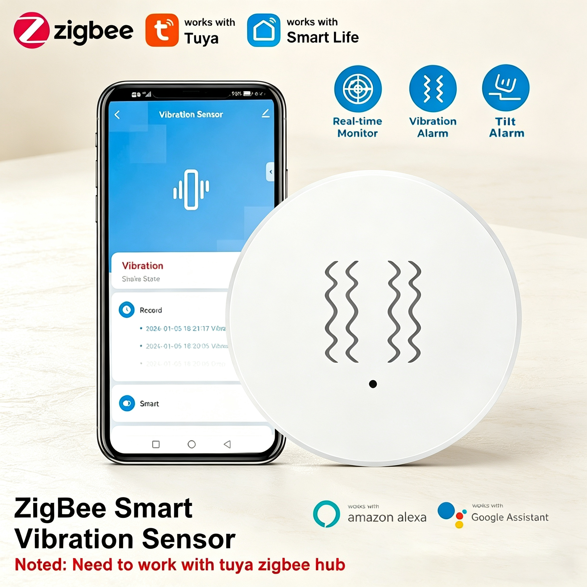 Tuya ZigBee Smart Vibration &  - Home Security Services 评论和价格