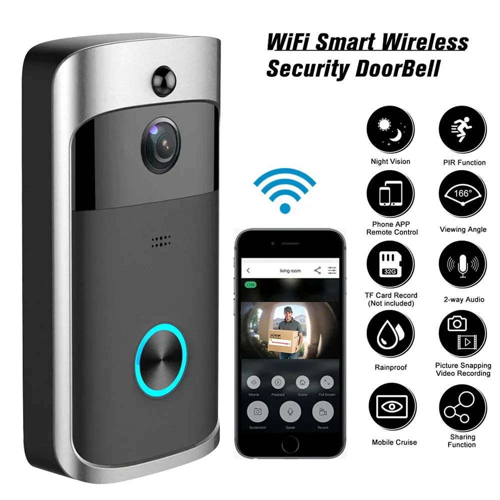 720P HD Smart Home Wireless WI - Home Security Doorbell Camera 评论和价格