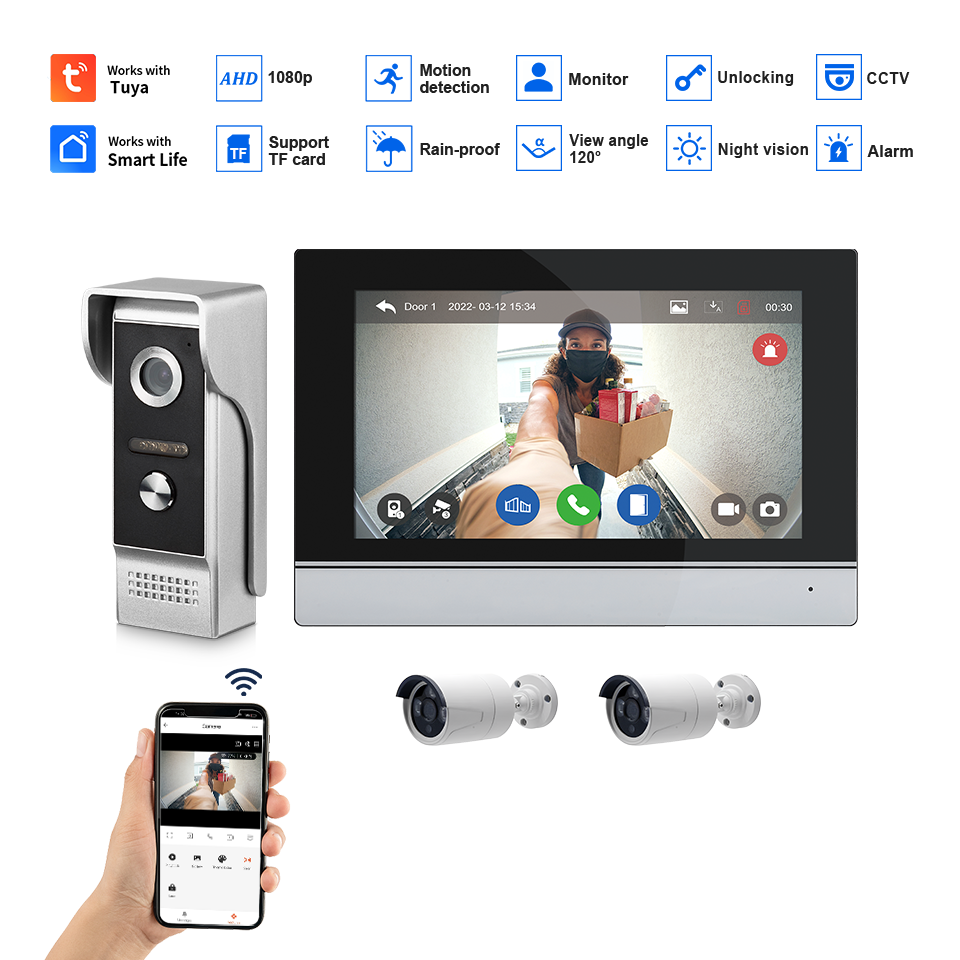 7Inch IPS Screen 2MP  Tuya Rem - Home Security Doorbell Camera 评论和价格